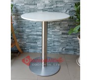 Bàn tròn cafe chân trụ inox 60cm BLM22