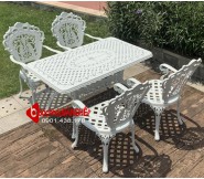 Bộ bàn ghế cafe, bàn ghế ăn sân vườn ngoài trời màu trắng 192