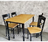 Bộ bàn ghế quán ăn nhà hàng mặt gỗ chân sắt 200