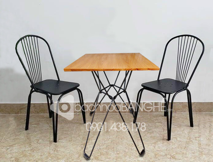 Bộ bàn ghế cafe trà sữa ghế sắt 195